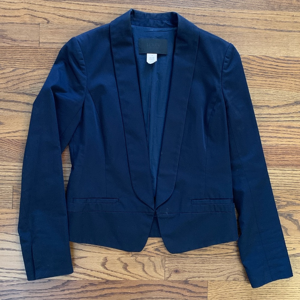 J.Crew Collection Navy cropped Tuxedo Blazer Jacket